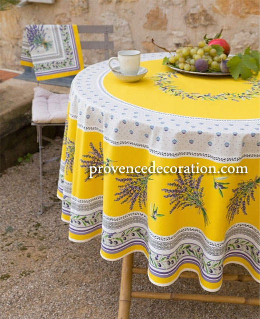 Round Tablecloth coated or cotton (Lauris. yellow) - Click Image to Close